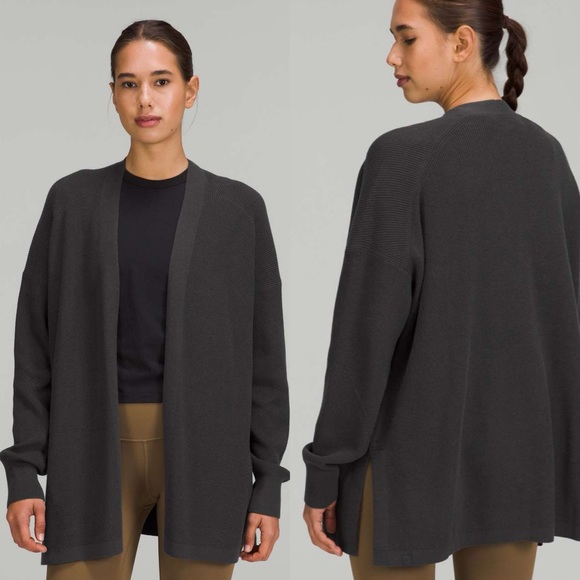 New Lululemon Graphite Grey Cardigan Sweater Sz 12 - Picture 1 of 6